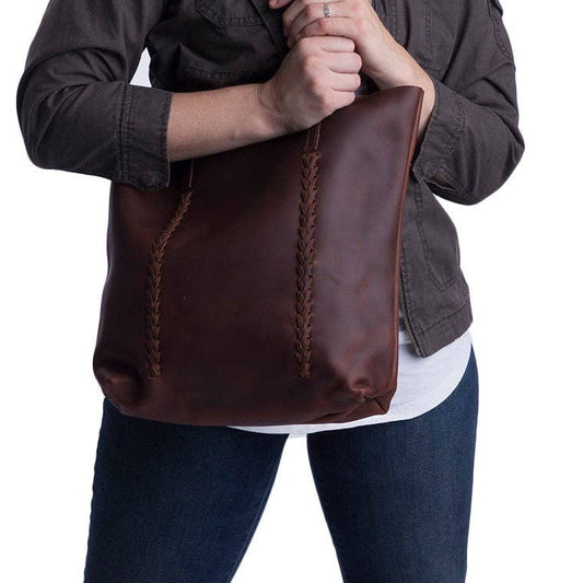 Maria Braided Tote-Walnut