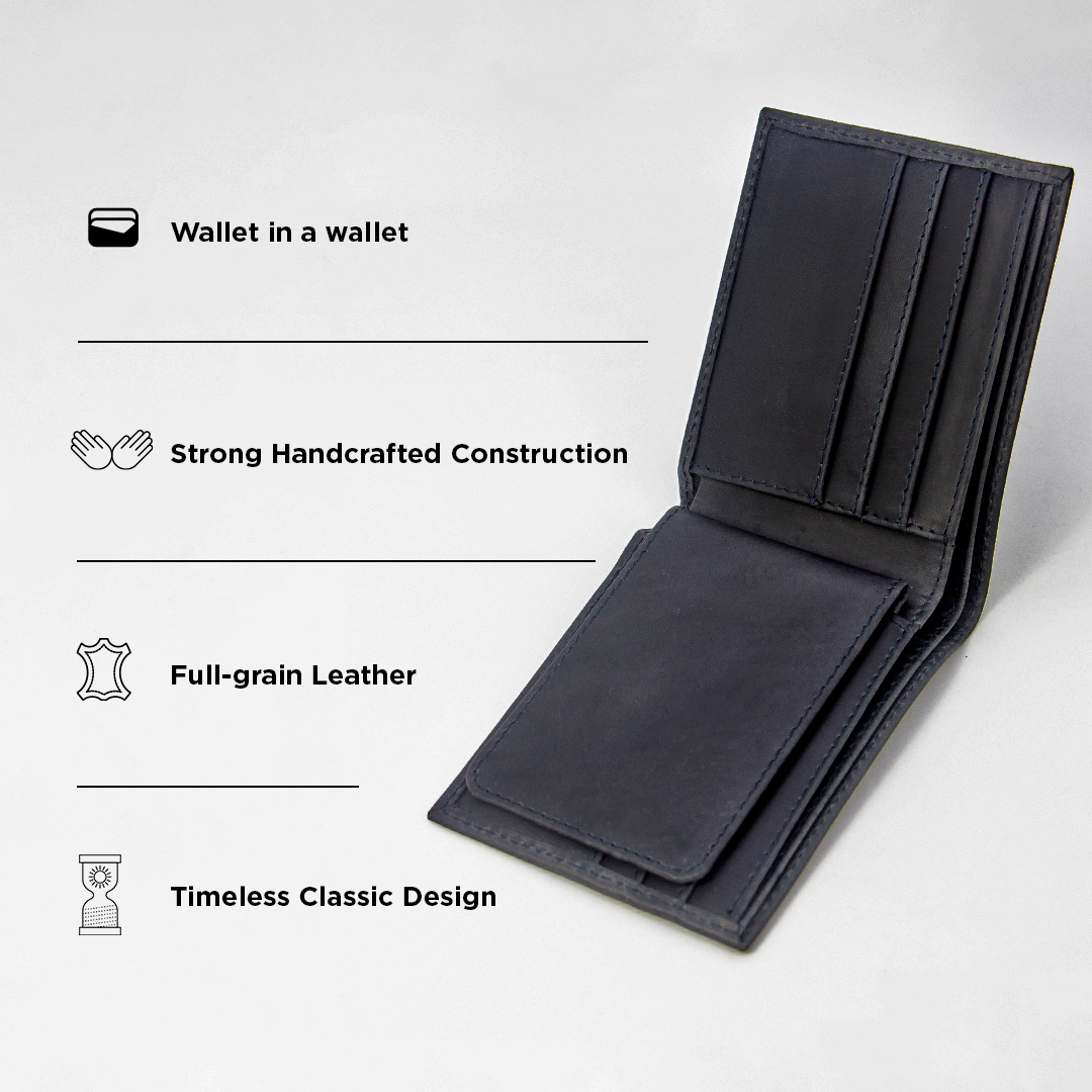 Bifold Leather Wallet - Black