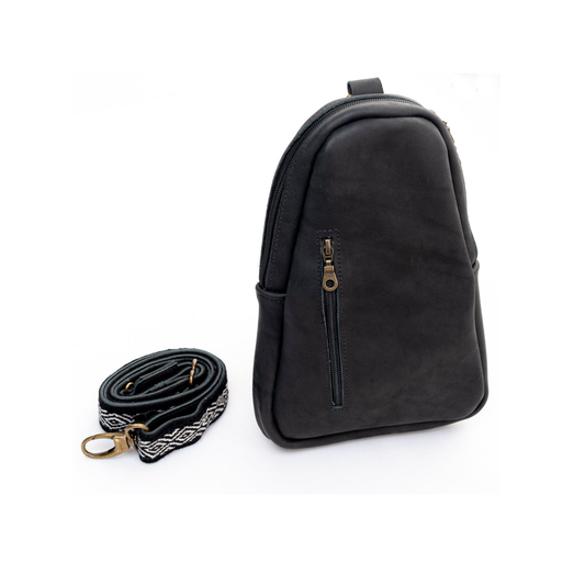 Black Leather Sling Bag