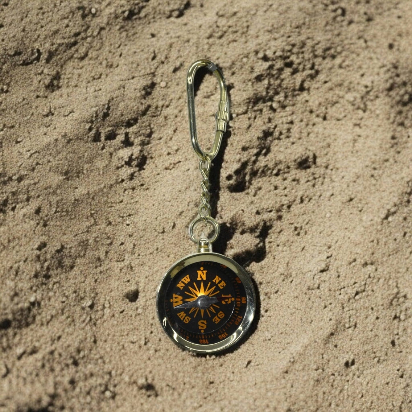 Brass Compass Key Chain, Unisex Gift