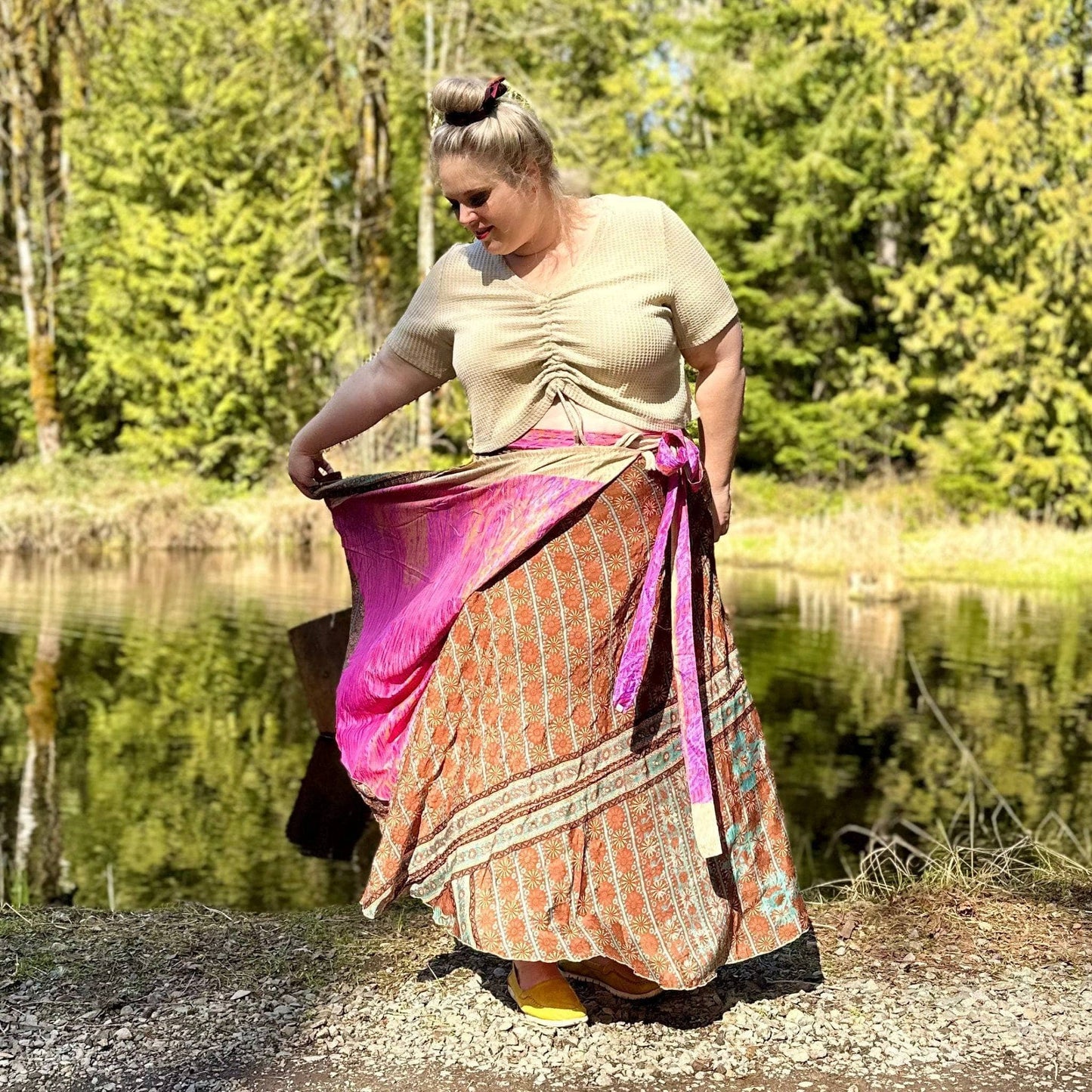 Saree Wrap Skirt-Tea length