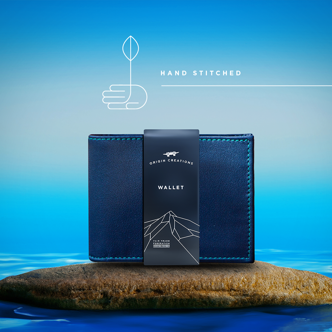 Bifold Leather Wallet  - Ocean Navy