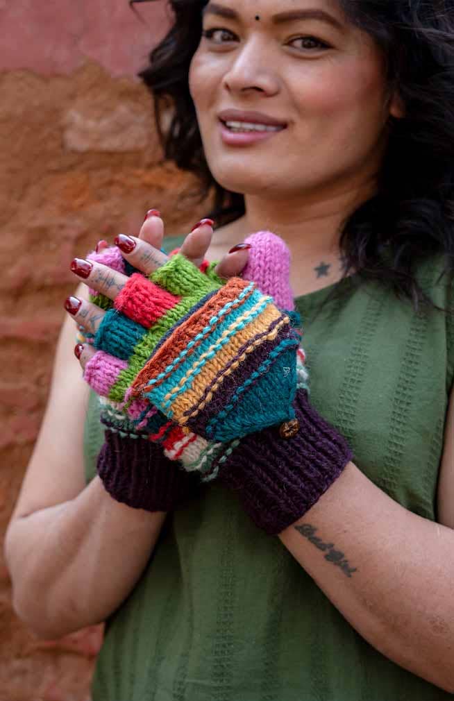 Handmade Fleece-Lined Glitten, Assorted Colors