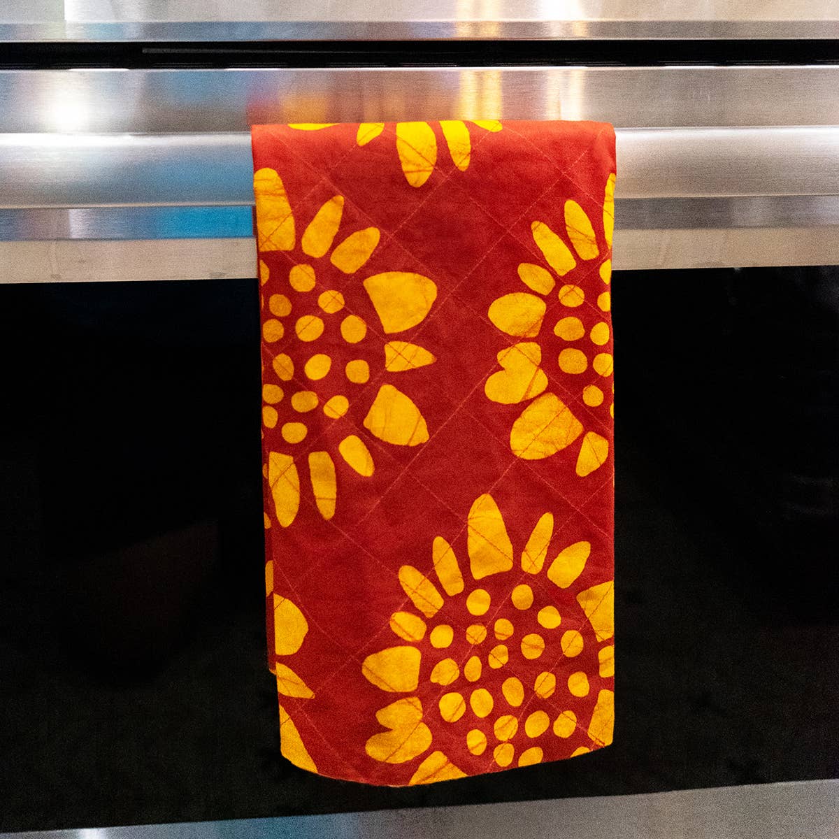 Tea Towels: Sunflower - Red-Organic