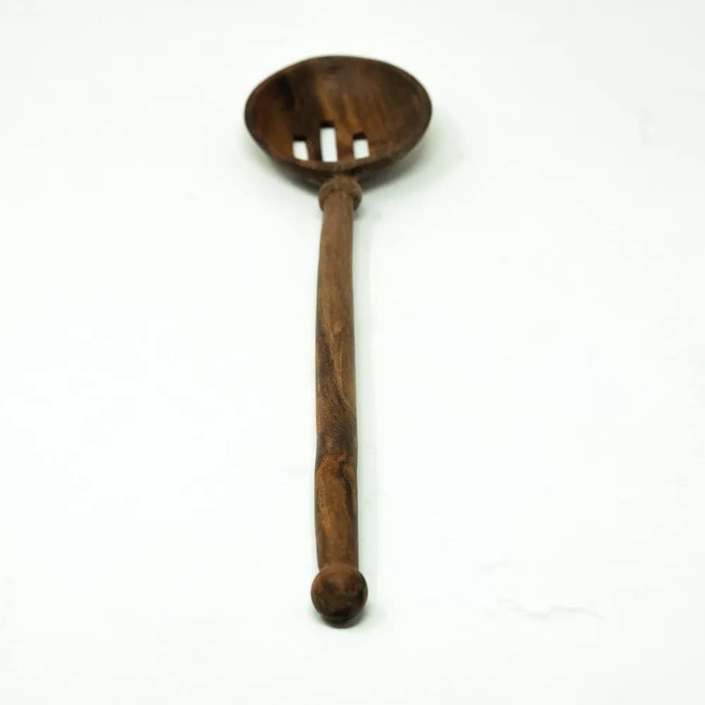 Hand Carved Wooden Slotted Spoon
