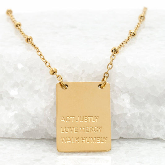 Act Justly Necklace in Gold