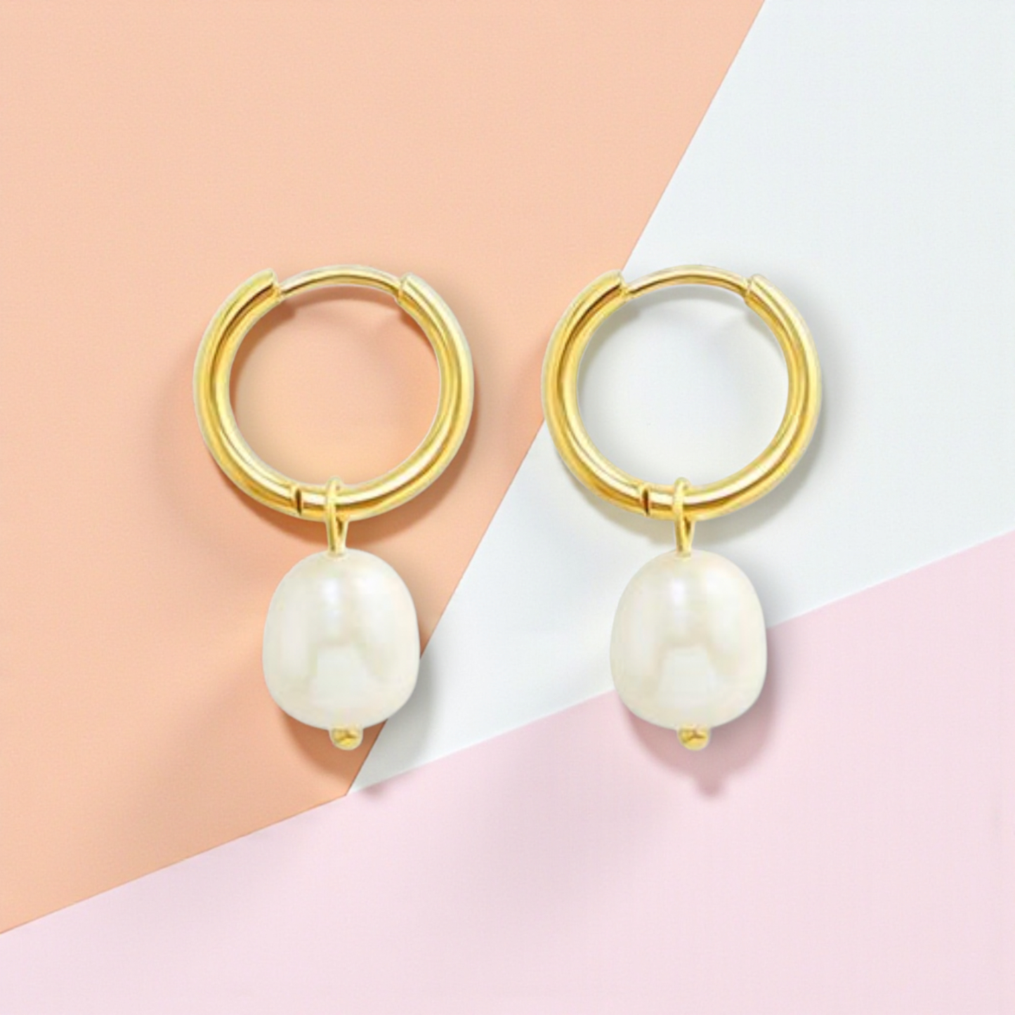 Drop Pearl Hoop Earrings