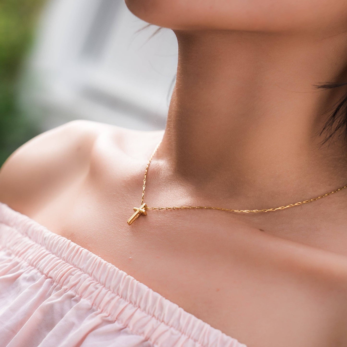 Courage Cross Necklace: Gold