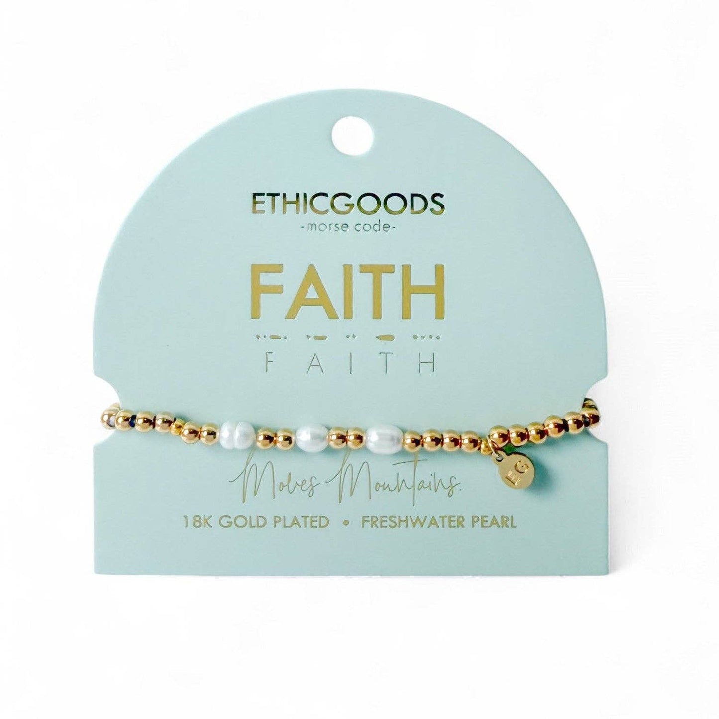 Morse Code Pearl & Gold Waterproof Beaded Bracelet | FAITH