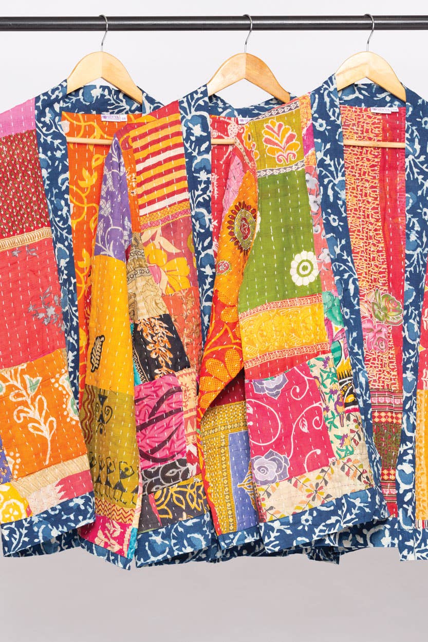 Reversible Kantha Quilted Saree Jacket