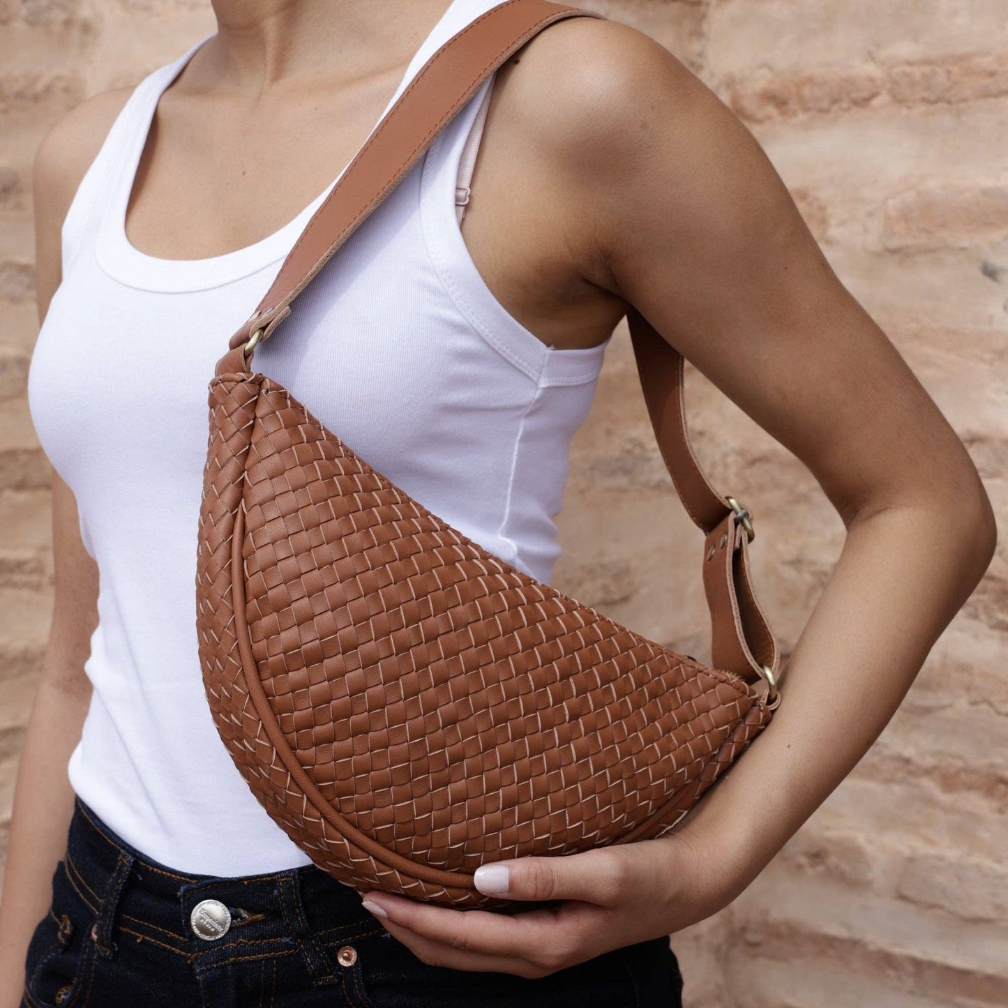 Hilal Braided Leather Sling Bag