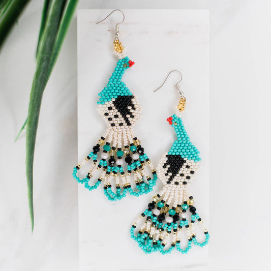 Turquoise Peacock Earrings