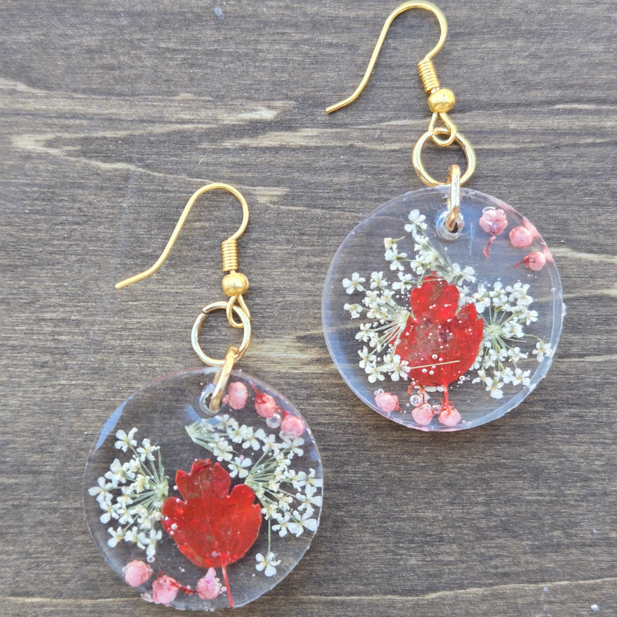 Red Leaf + Lace Earrings
