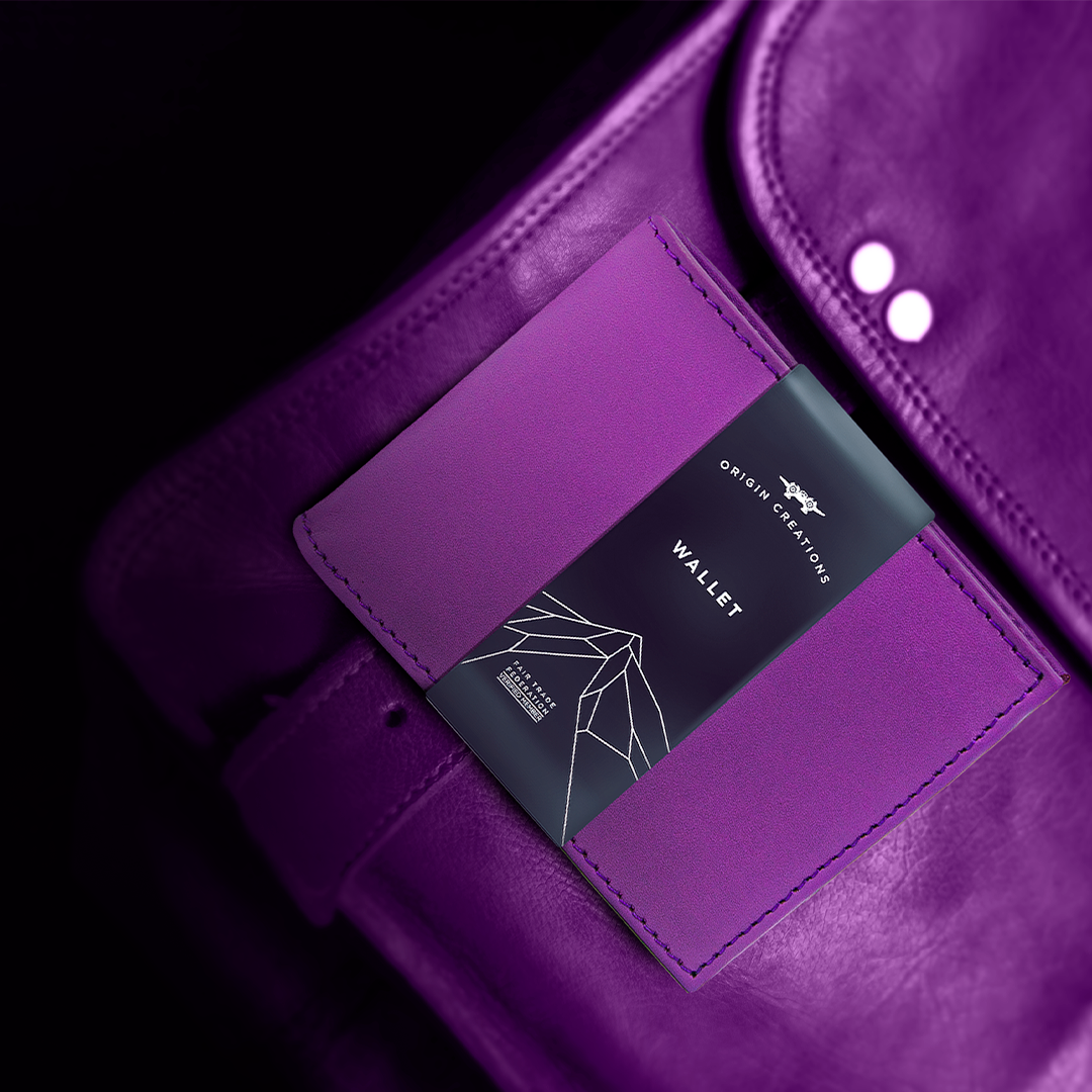 Bifold Leather Wallet - Purple
