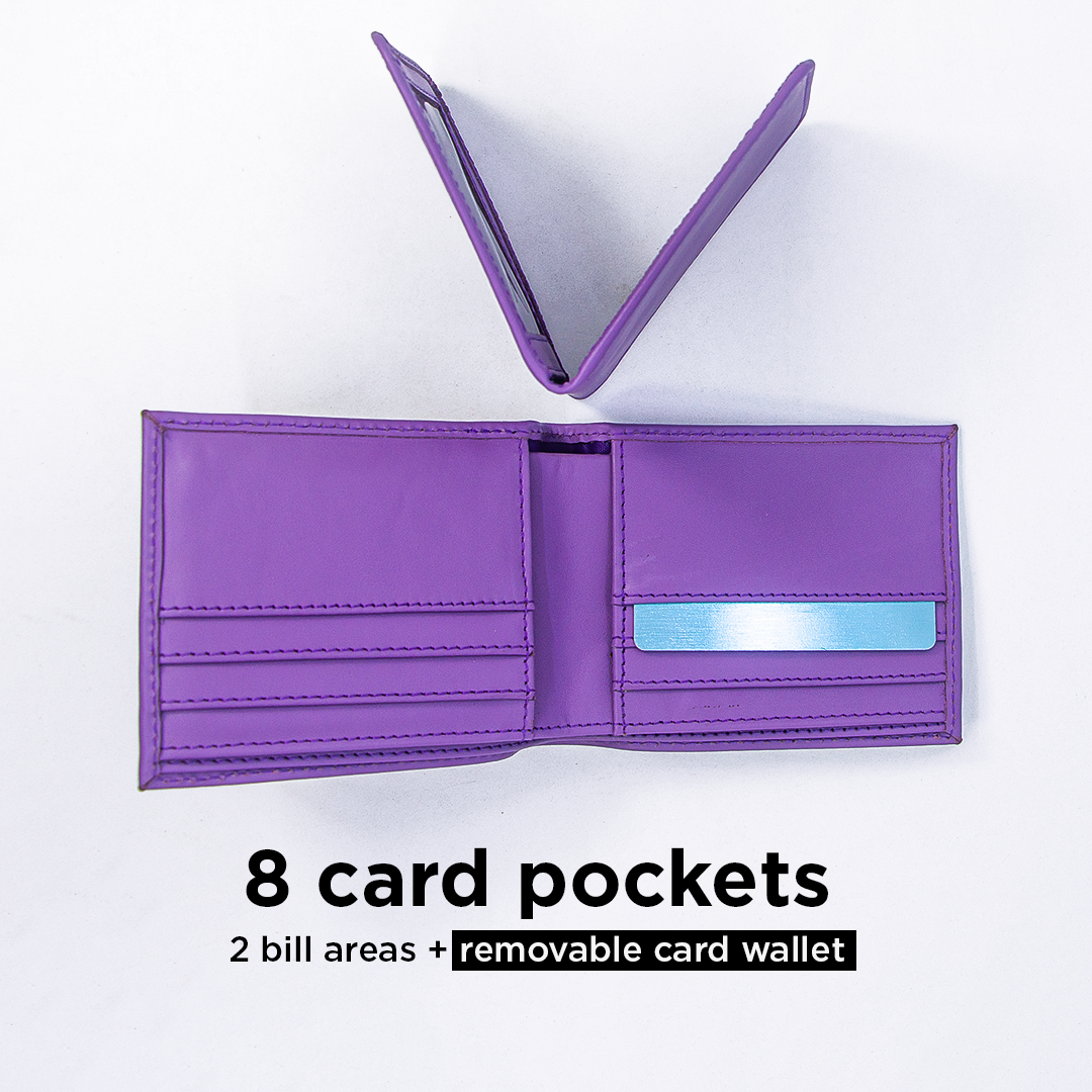 Bifold Leather Wallet - Purple