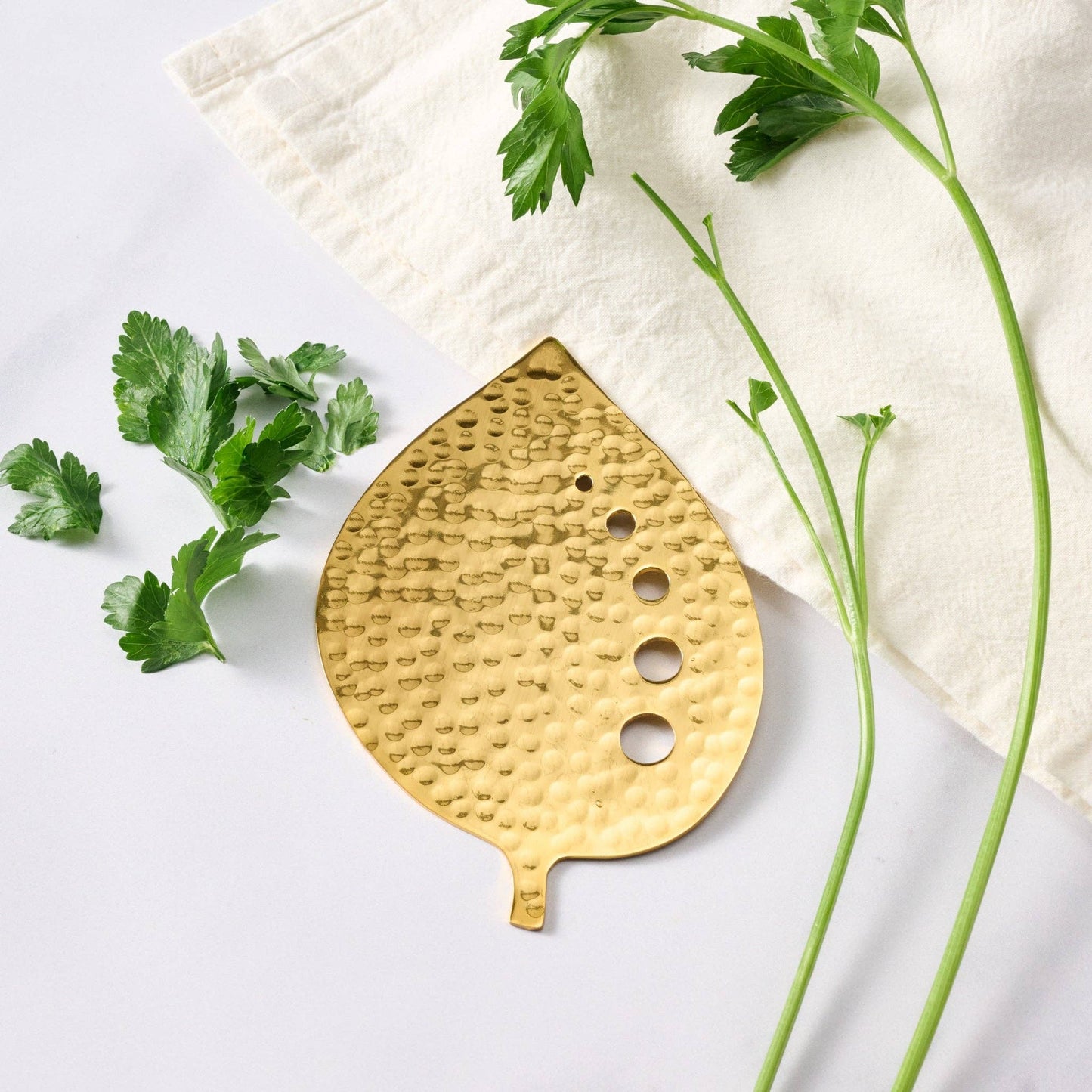 Stainless Steel Herb Stripper - Gold-toned Leaf
