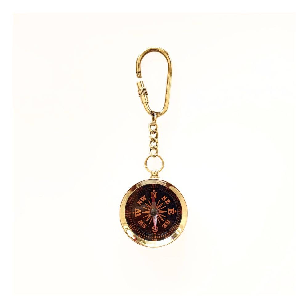 Brass Compass Key Chain, Unisex Gift