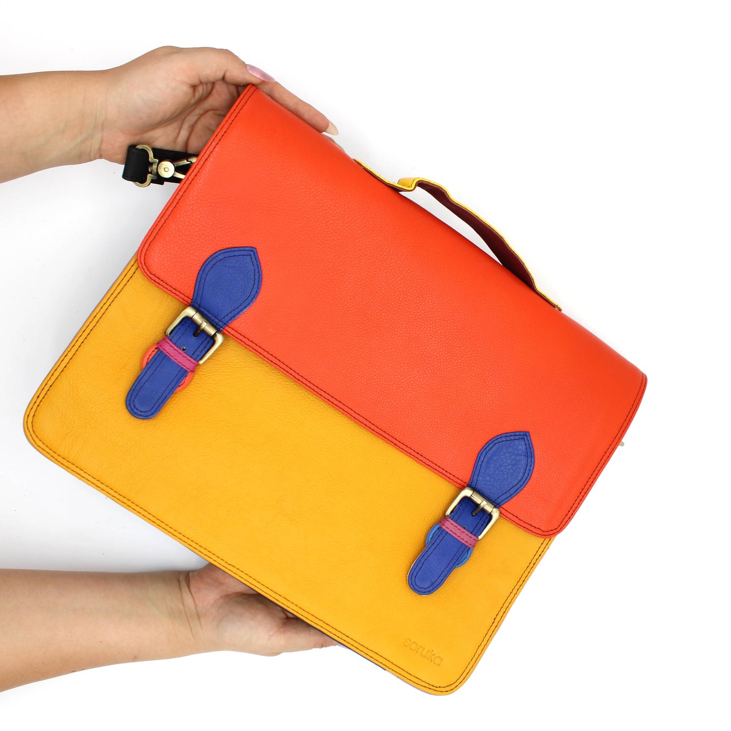 Emery Briefcase Bag - Upcycled Leather