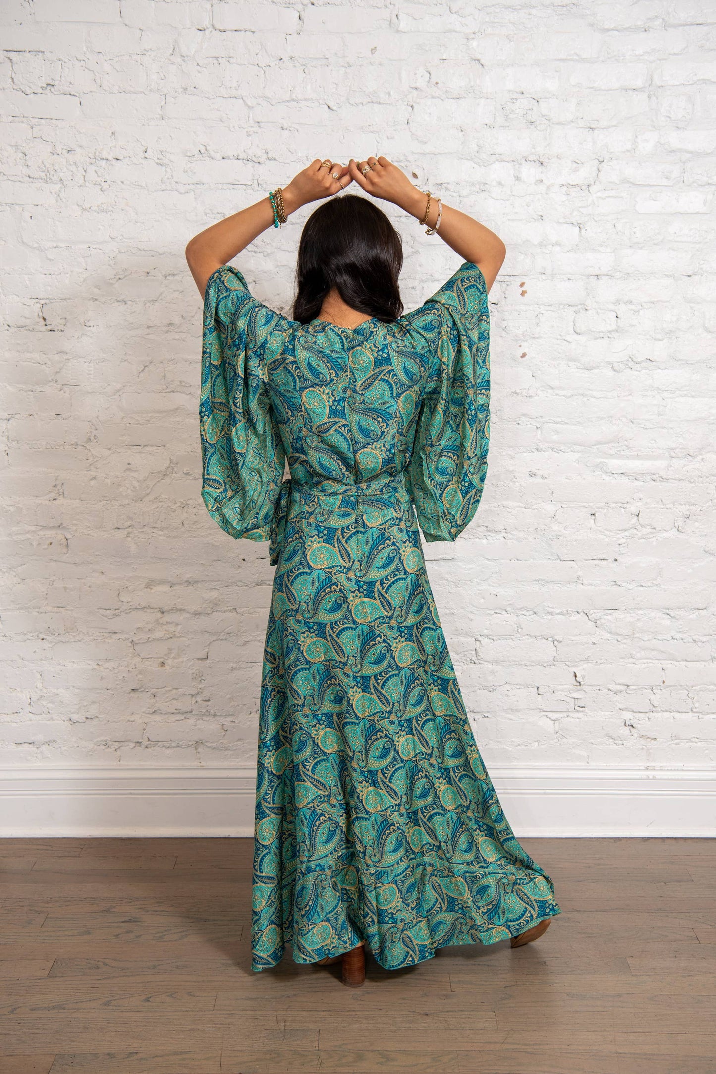 Sari Flutter Sleeve Wrap Dress - S/M Size