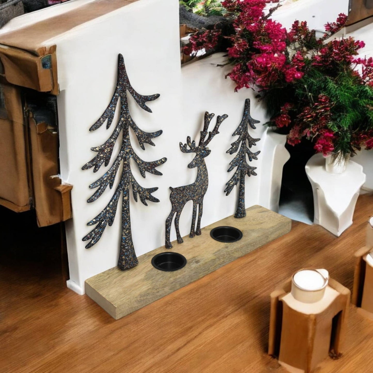 Forest Scene Double Tea Light Holder