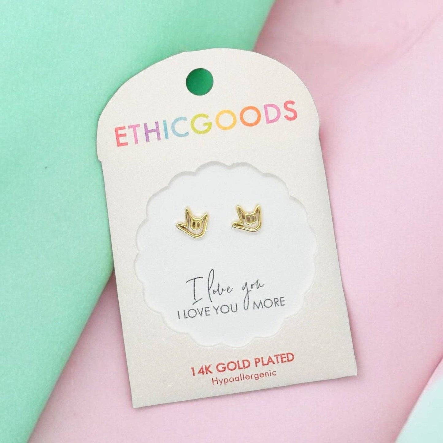 "I Love You" Tiny Stud Earrings