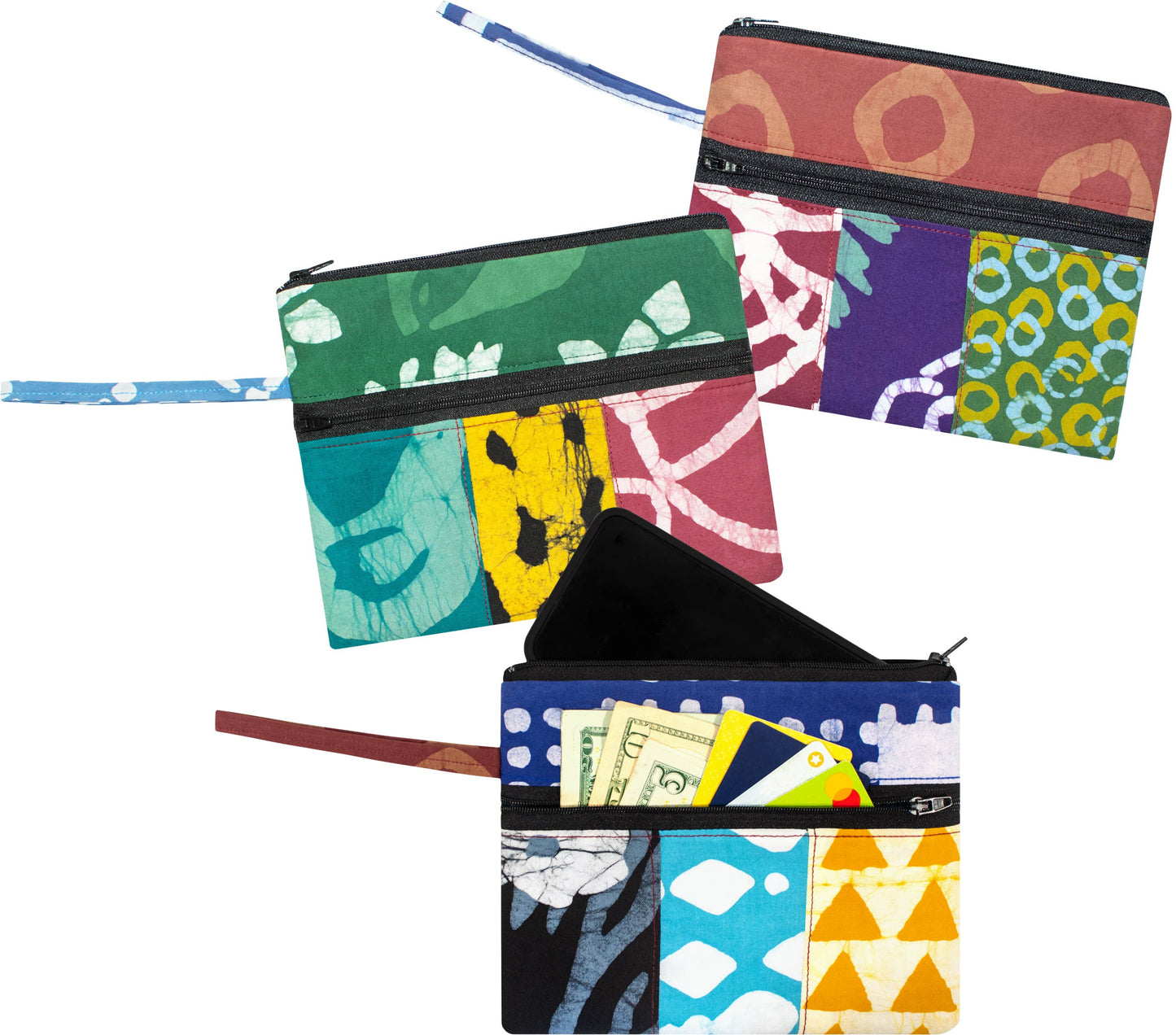 Batik Patchwork Zip Wristlet