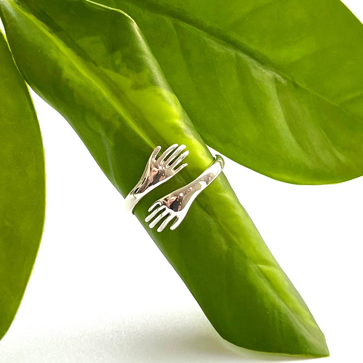 Hugging Hands Ring - Sterling Silver