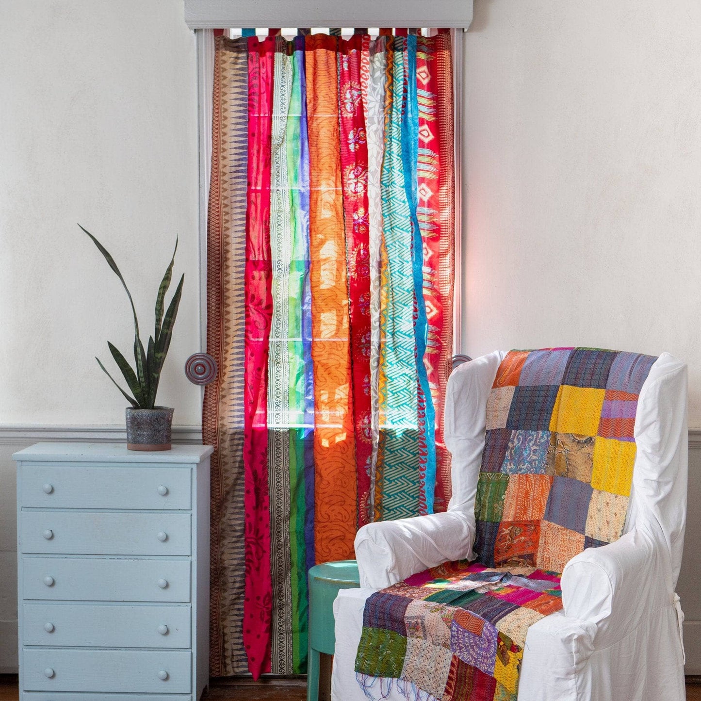 Recycled Saree Curtains: Long