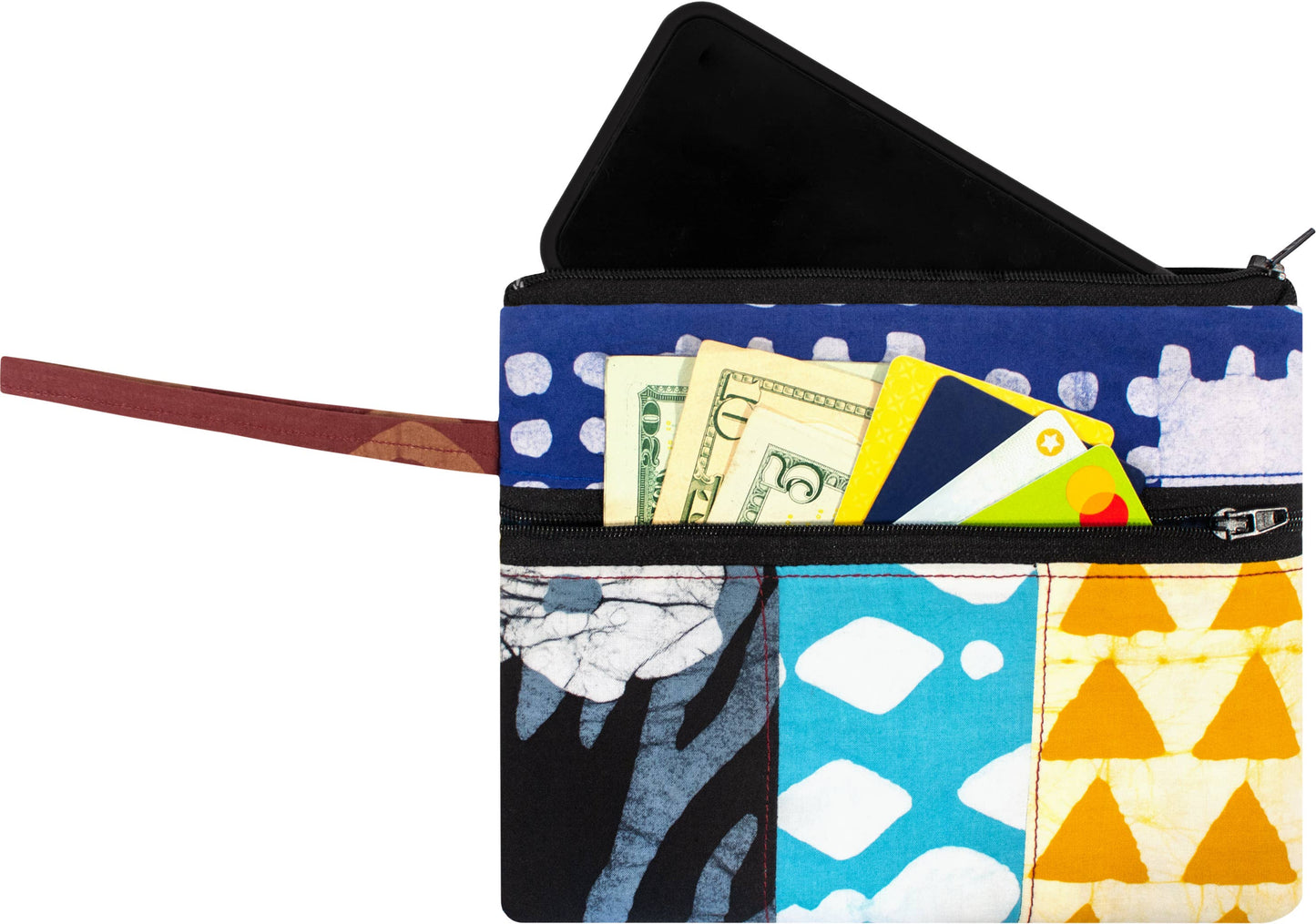 Batik Patchwork Zip Wristlet