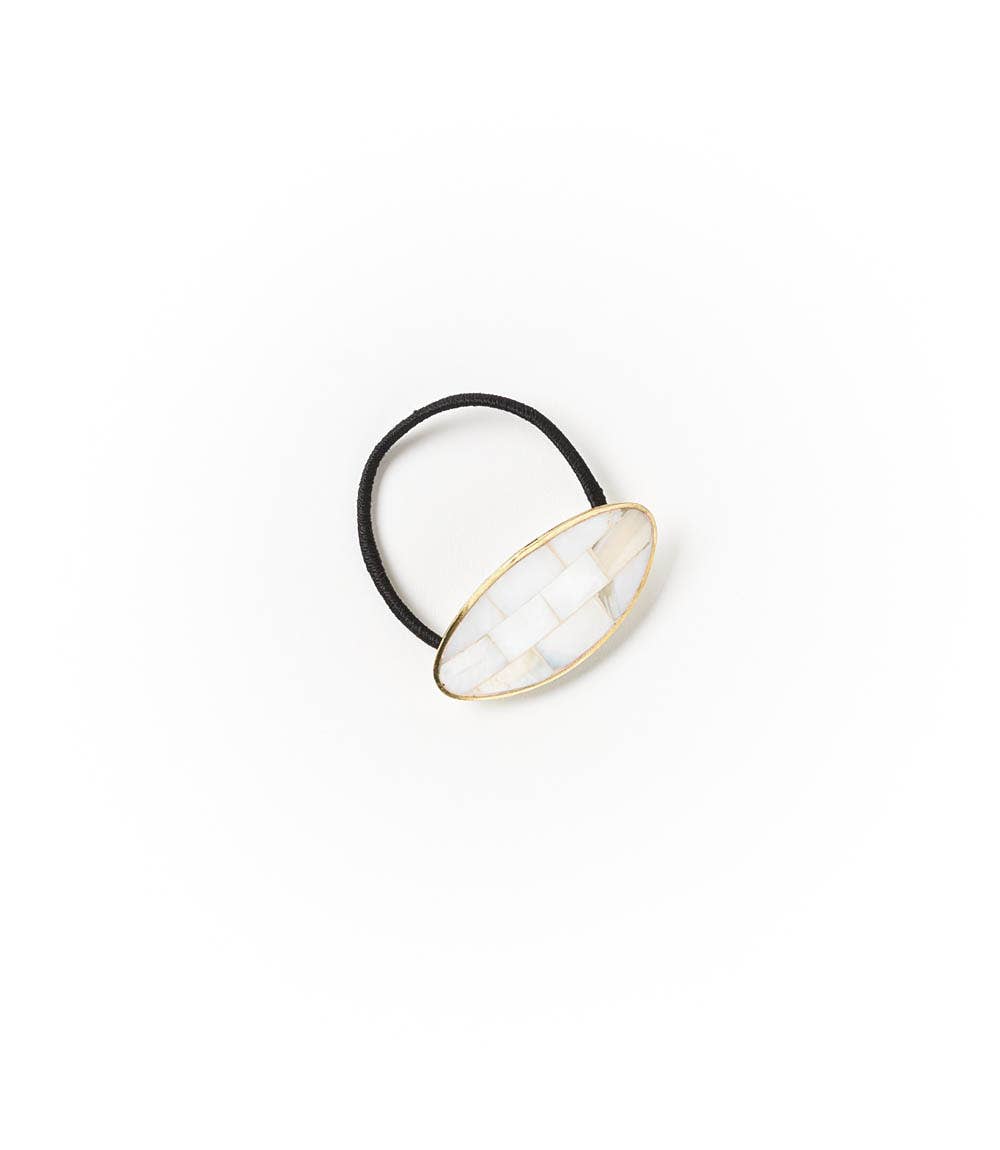 Mother of Pearl Disc Hair Tie