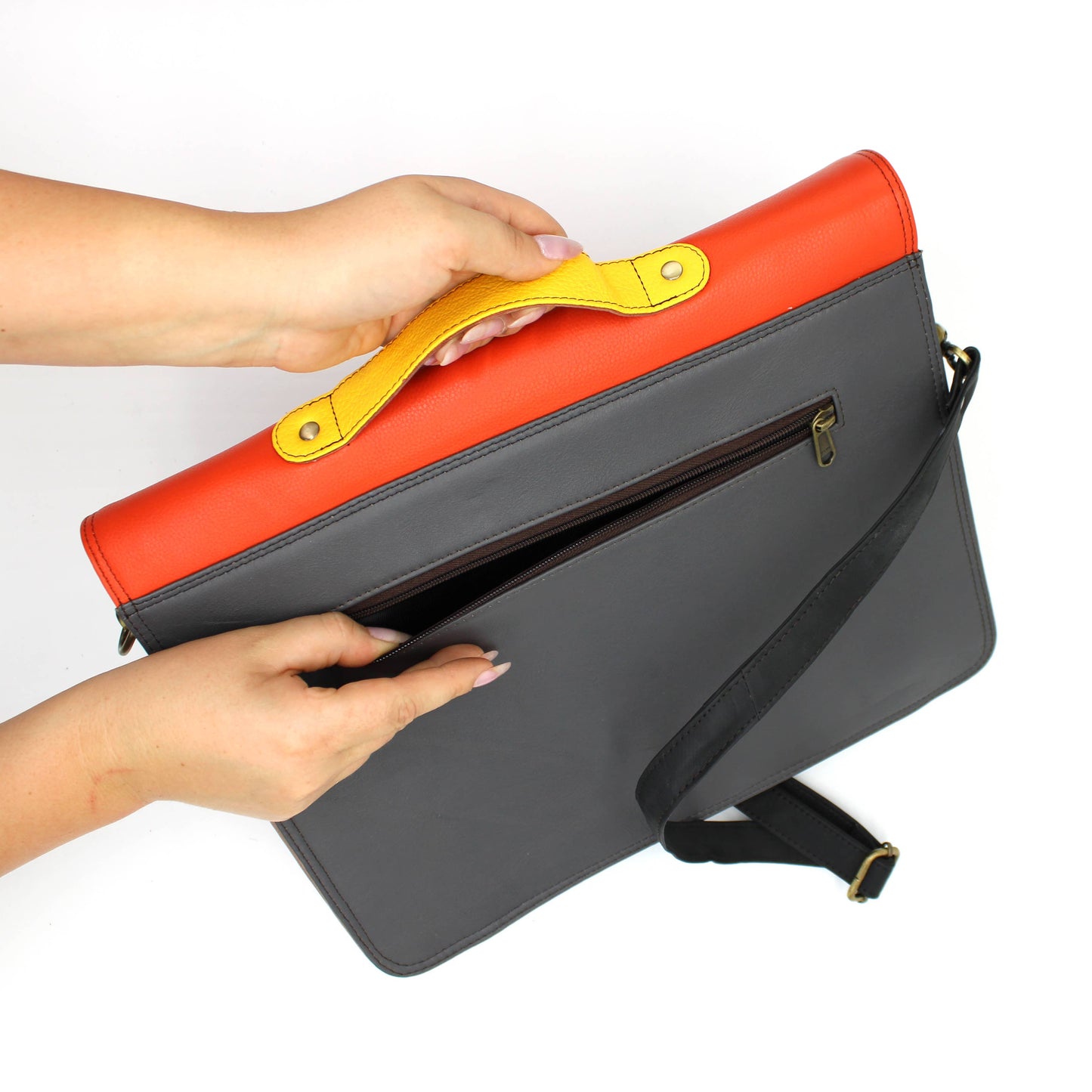 Emery Briefcase Bag - Upcycled Leather