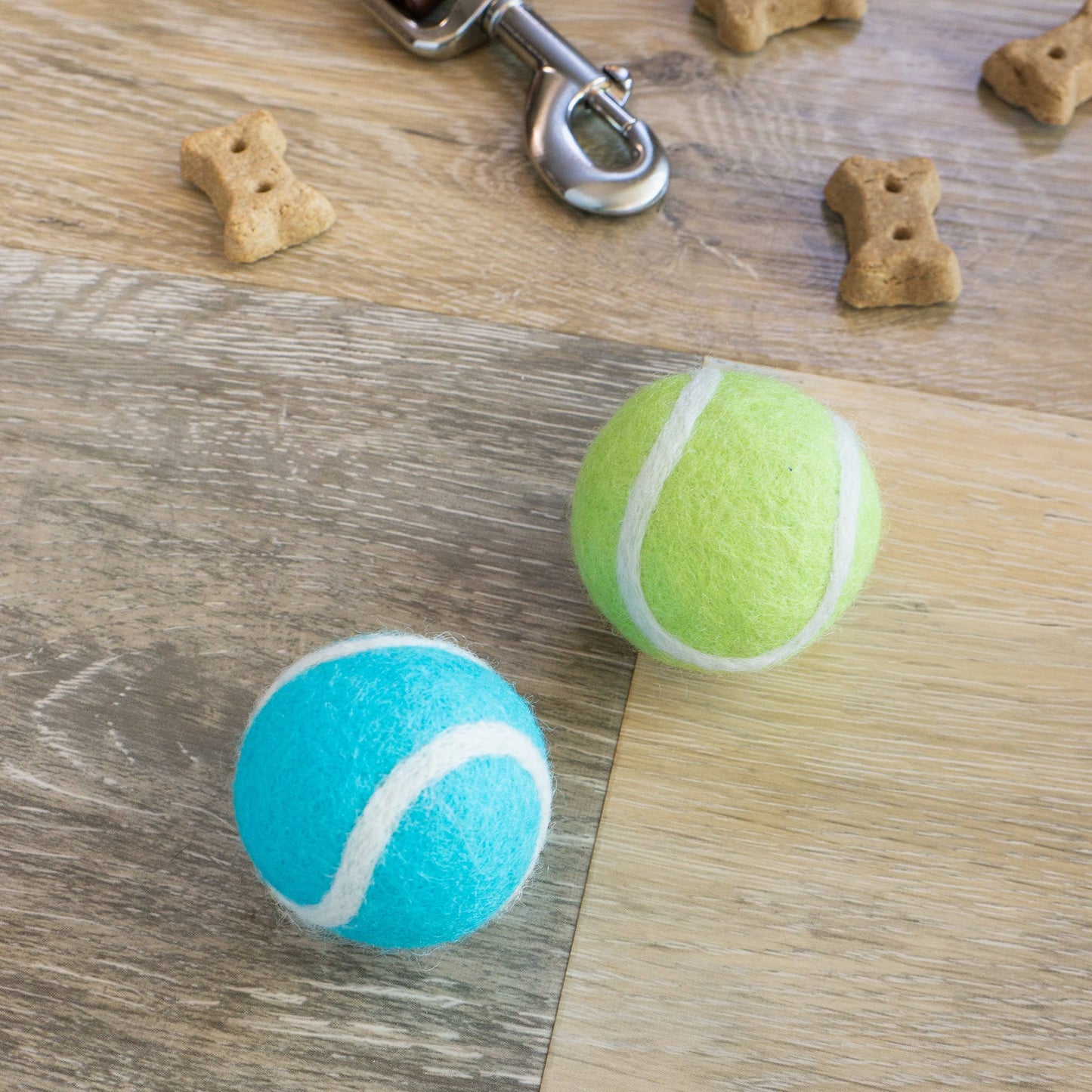 Pet Toy Tennis Wool Ball - Set of 2 - Dog Cat - TEAL & GREEN