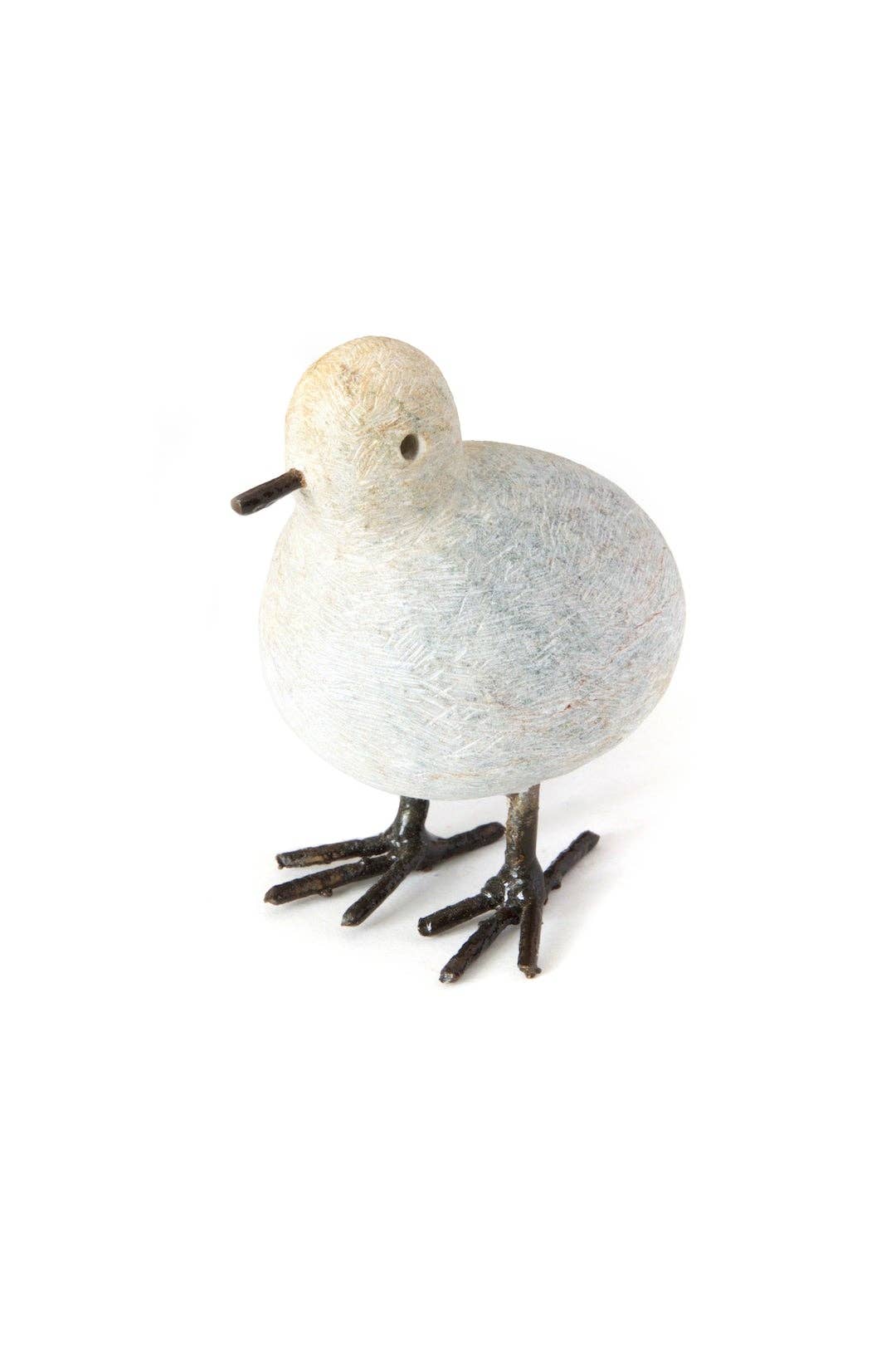 Tiny Stone and Recycled Metal Chickadee Bird Sculpture