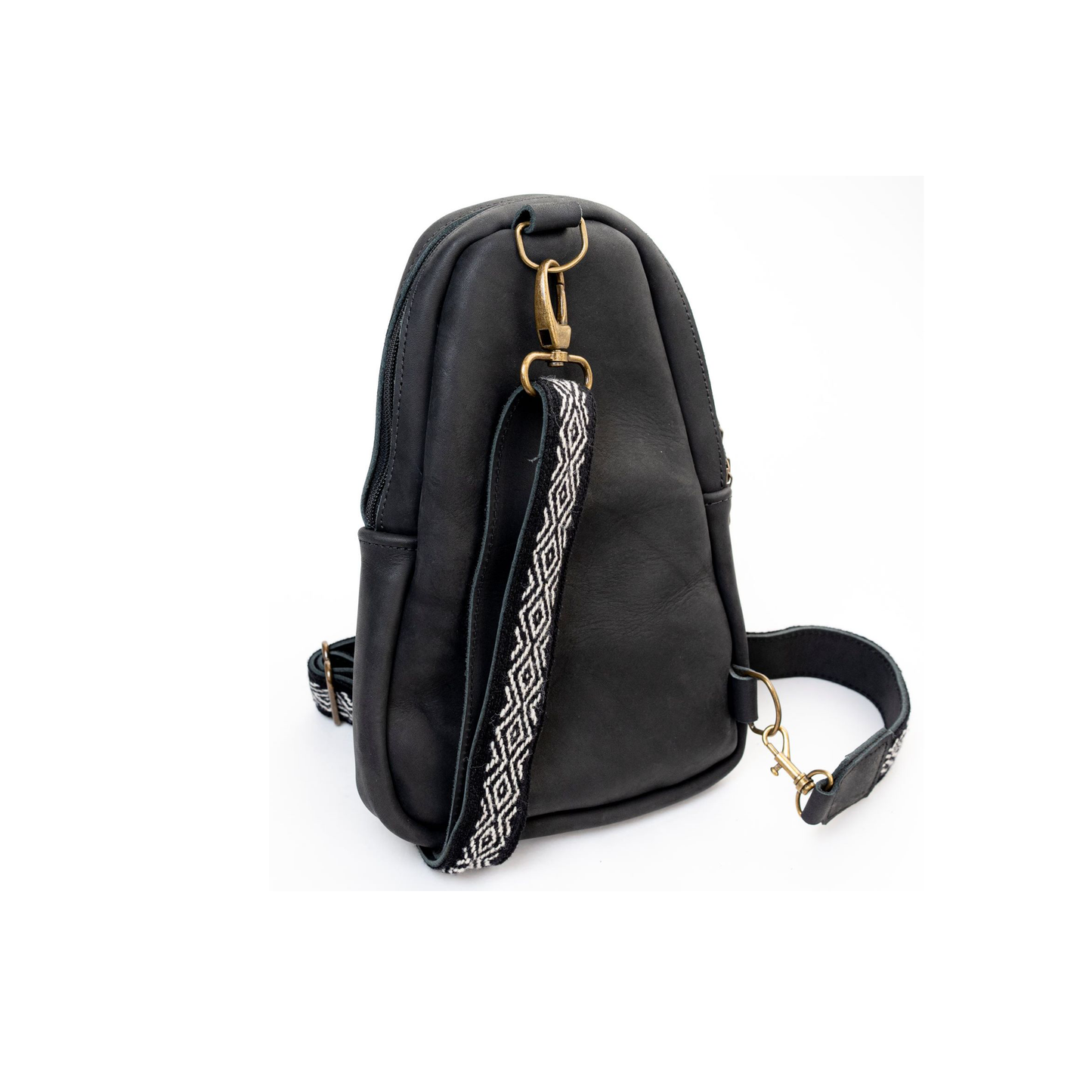 Black Leather Sling Bag