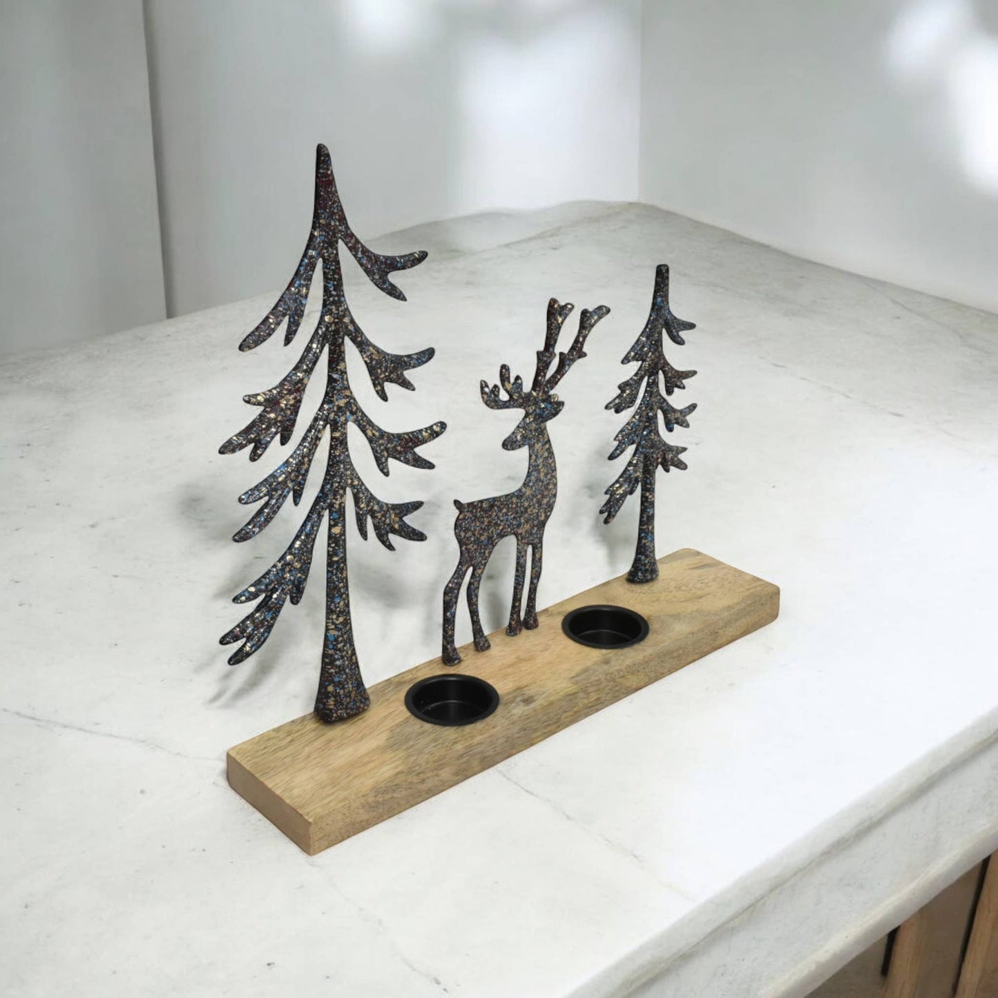 Forest Scene Double Tea Light Holder