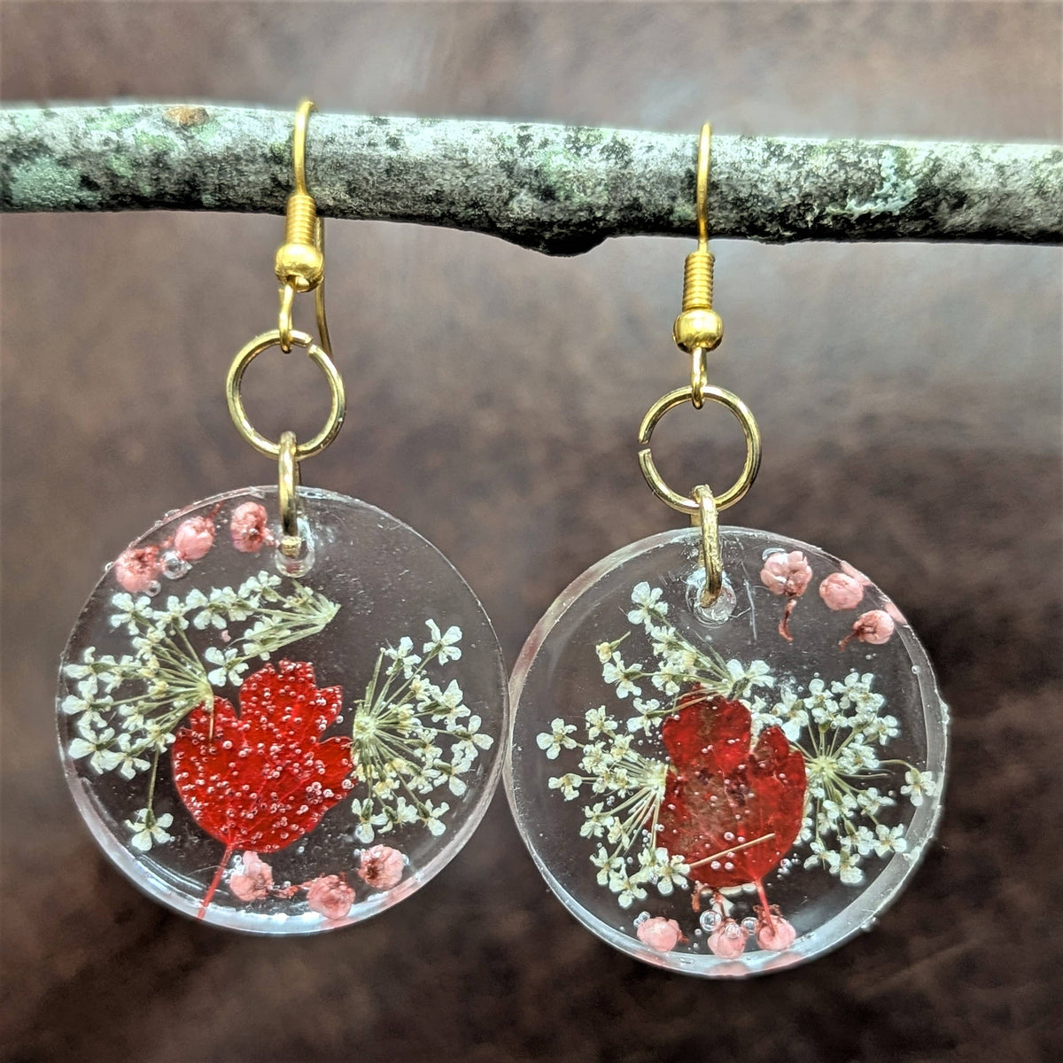 Red Leaf + Lace Earrings