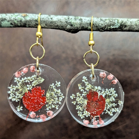 Red Leaf + Lace Earrings